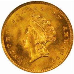 1854 G$1. Type II. MS68 (NGC)