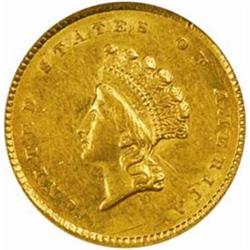 1854 G$1. Type II. AU58 (NGC)