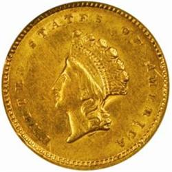 1854 G$1. Type II. AU58 (NGC)