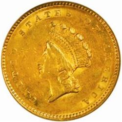 1854 G$1. Type II. AU58 (NGC)