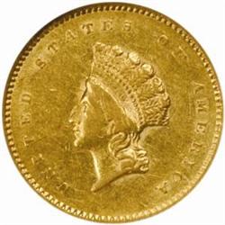 1854 G$1. Type II. AU53 (NGC)