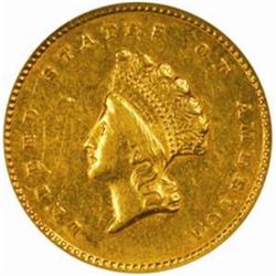 1855 G$1. AU55 (NGC)