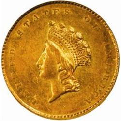 1855 G$1. AU55 (NGC)