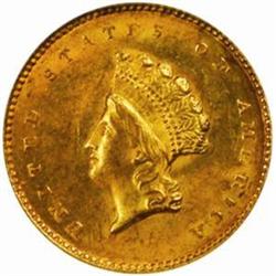 1855-O G$1. Winter Variety One. MS64 (NGC)