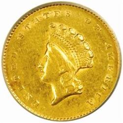 1855-O G$1. Winter Variety One. AU53 (ANACS)