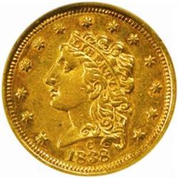 1838-C Classic $2.5. Winter 1-A. AU Details