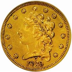 1839-C Classic $2.5. Winter 2-B. AU Details (NCS)