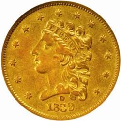 1839-O Classic $2.5. Winter Variety 2. AU50 (NGC)