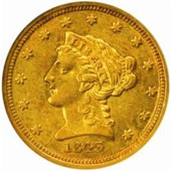 1843-C Liberty $2.5. Winter 4-C. Small Date.