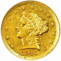 1845-D Liberty $2.5. Winter 6-I. AU55 (PCGS)