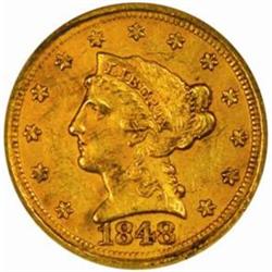 1848-D Liberty $2.5. Winter 10-M. MS60 (NGC)