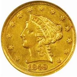 1849-D Liberty $2.5. Winter 12-M. AU58 (NGC)