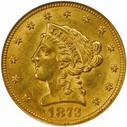 1873 Liberty $2.5. Closed 3. MS63 (NGC)