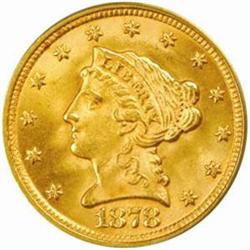 1878 Liberty $2.5. MS64 (PCGS)