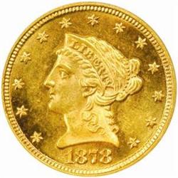 1878 Liberty $2.5. MS62 (PCGS)