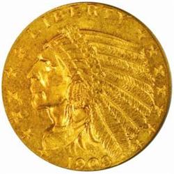 1908 Indian $2.5. MS64 (PCGS)