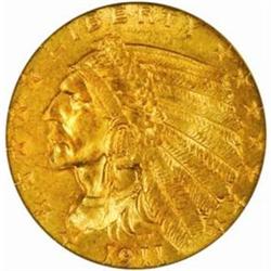 1911 Indian $2.5. MS64 (PCGS)