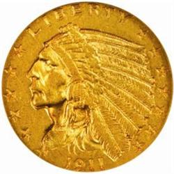 1911-D Indian $2.5. AU58 (NGC)