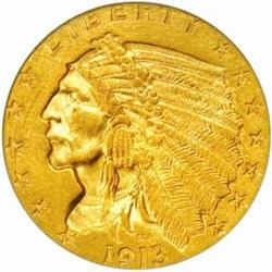 1913 Indian $2.5. MS62 (PCGS)