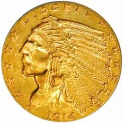 1914 Indian $2.5. MS63 (PCGS)