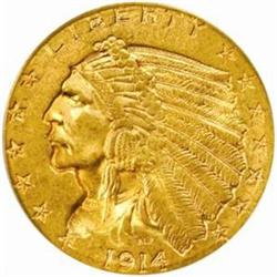 1914-D Indian $2.5. MS64 (PCGS)