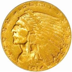1914-D Indian $2.5. MS62 (PCGS)