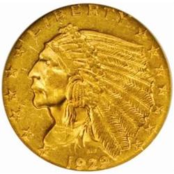 1929 Indian $2.5. MS62 (NGC)