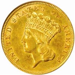 1854 $3 Gold Piece. AU55 (PCGS)