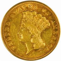 1854 $3 Gold Piece. EF45 (PCGS)