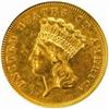 Image 1 : 1868 $3 Gold Piece. AU Details-Improper Clean