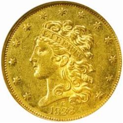 1838-C Classic $5. Winter 1-B. AU58 (NGC)