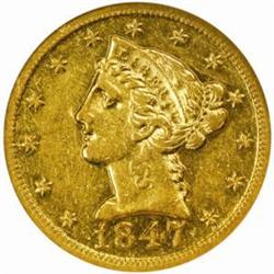 1847-D Liberty $5. Winter 16-M AU53 (NGC)