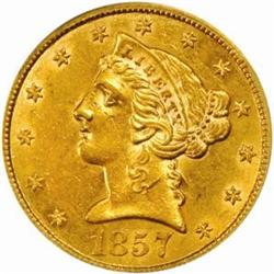 1857 Liberty $5. AU55 (PCGS)