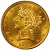 Image 1 : 1891-CC Liberty $5. Winter 1-A. MS62 (PCGS)