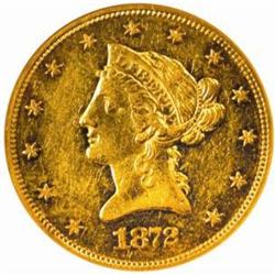 1872 $10. AU55 (NGC)