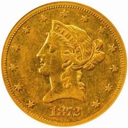 1872-CC $10. Winter 1-A. AU50 (NGC)