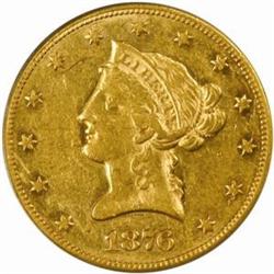 1876-CC $10. Winter 1-A, the only known dies.