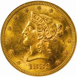 1882-S $10. MS62 (NGC)