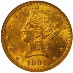 1891-CC $10. Winter 3-C. Repunched Mintmark.