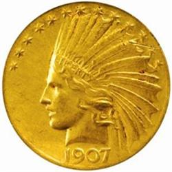 1907 $10. Wire Rim. AU Details-Scratched