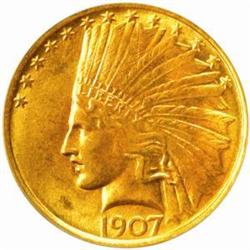 1907 $10. No Periods. MS64 (PCGS)