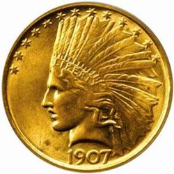 1907 $10. No Motto. MS64 (PCGS)