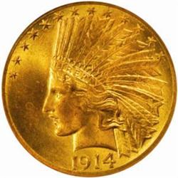 1914-D $10. MS65 (NGC)