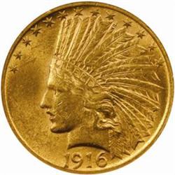 1916-S $10. MS61 (NGC)