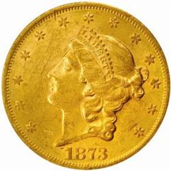 1873 Liberty $20. Open 3. MS61 (PCGS)