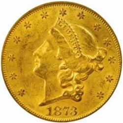 1873 Liberty $20. Open 3. MS61 (PCGS)