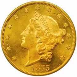 1875-CC Liberty $20. Winter 1-A. MS62 (PCGS)