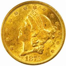 1875-S Liberty $20. MS60 (NGC)