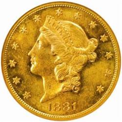 1881-S Liberty $20. MS60 (NGC) CAC