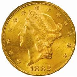 1882-S Liberty $20. MS62 (PCGS)